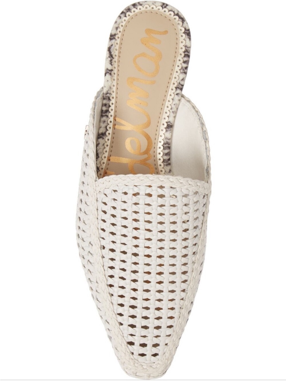 Sam Edelman White Woven Pointed Slip-On Mule